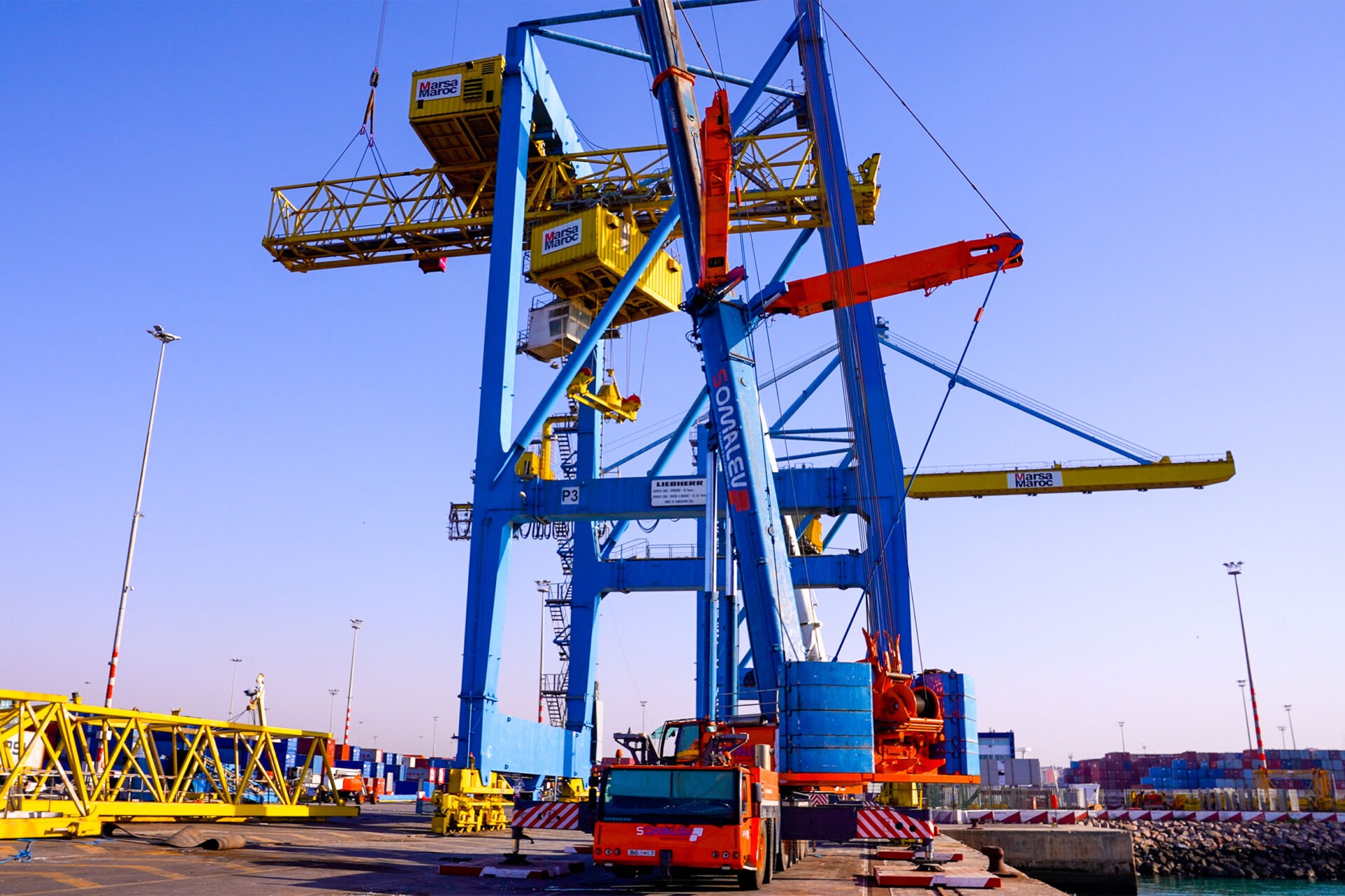 [Job Story] Two Liebherr STS Container Cranes Dismantled by Liebherr telescopic Cranes in Casablanca