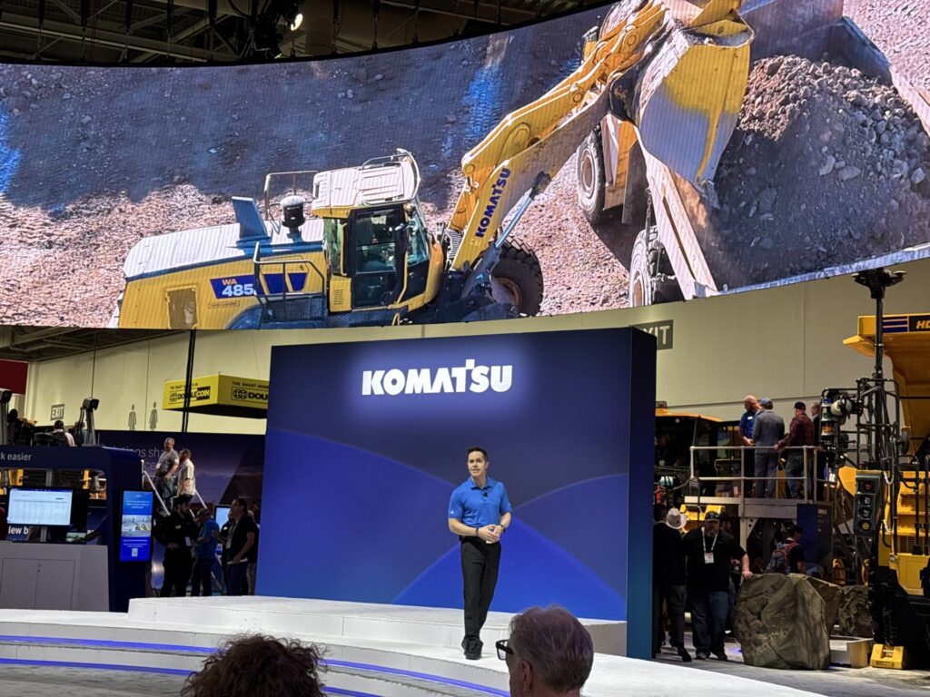 Komatsu's booth at Conexpo 2026, in Las Vegas