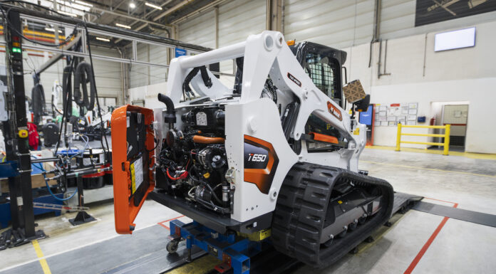 Bobcat’s New T650 Skips the AdBlue Tank The new Bobcat T650 compact track loader on the production line at the company's manufacturing plant in Dobris, Czech Republic.