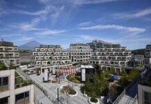 Toyota Woven City with Mount Fuji in the background