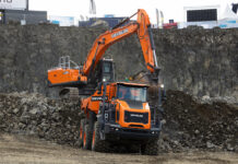 Develon machines working in the demonstration area at steinexpo 2026