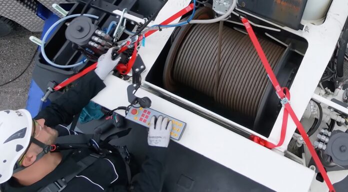 A Crane Without a Rope Has No Use: Grove’s Rope Cleaner Opens Up to Every Brand The Grove Wire Rope Cleaner cleaning and lubricating the wire rope of a mobile crane