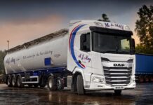 Why a Used-Truck Buyer Finally Went New: MJ May Transport Specs a DAF XF 530 FTP for Bulk Flour The new DAF XF 530 FTP 6x2 of MJ May Transport, coupled to a bulk powder tanker